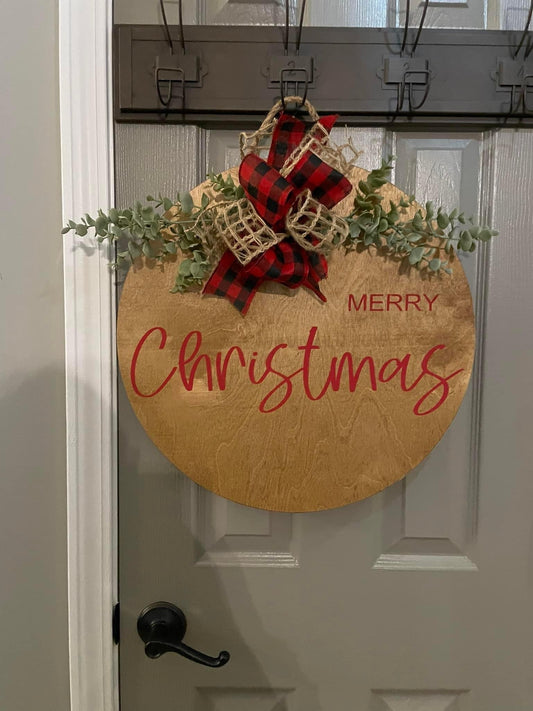 Merry Christmas Door Hanger Stained