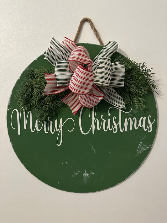 Merry Christmas Door Hanger Green