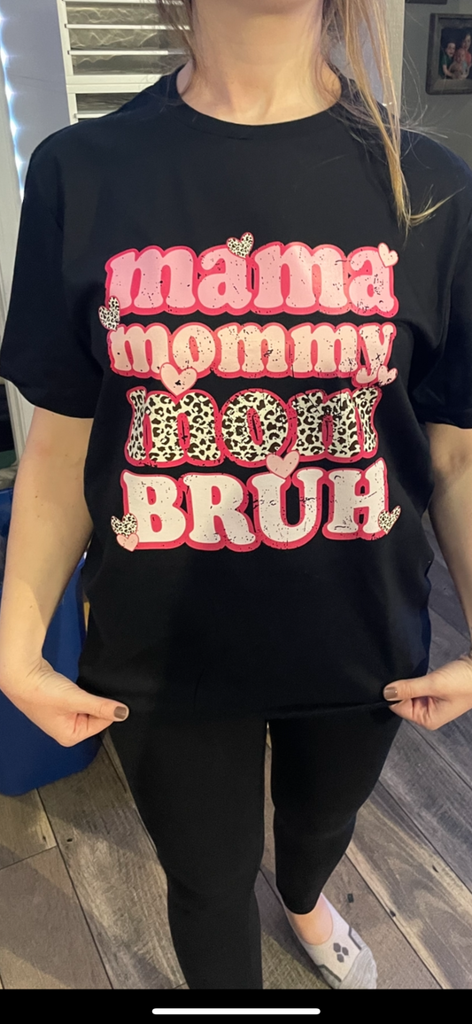 Mama Mommy Mom Bruh T-Shirts Cheetah Print